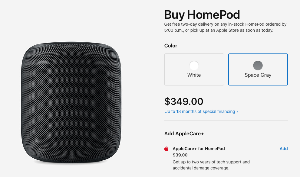 HomePod購入画面